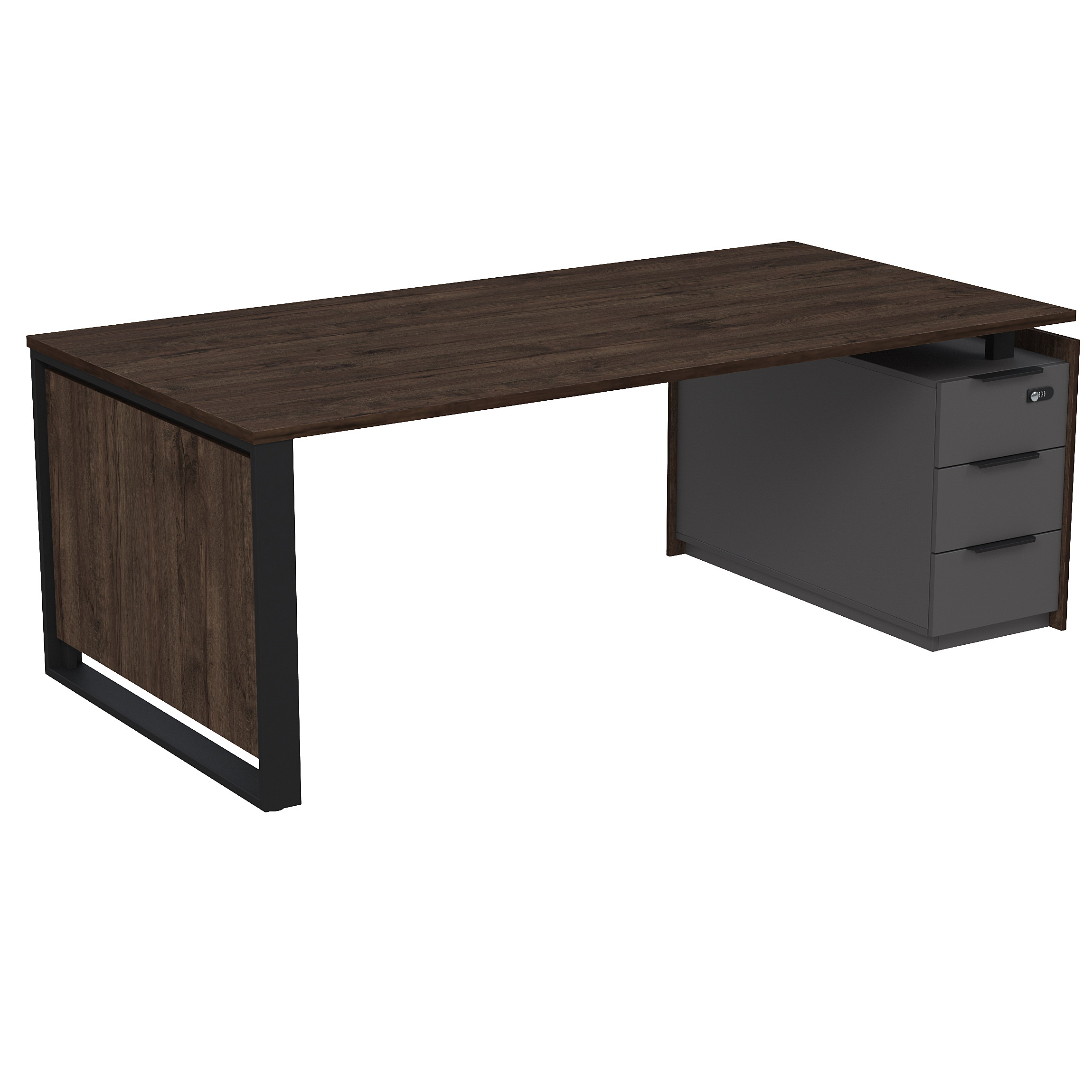 15СОУ-КЗ.2010Стол рабочий на опорной угл тумбе, с ящ (метаб), с код замком (2060*1030*750)