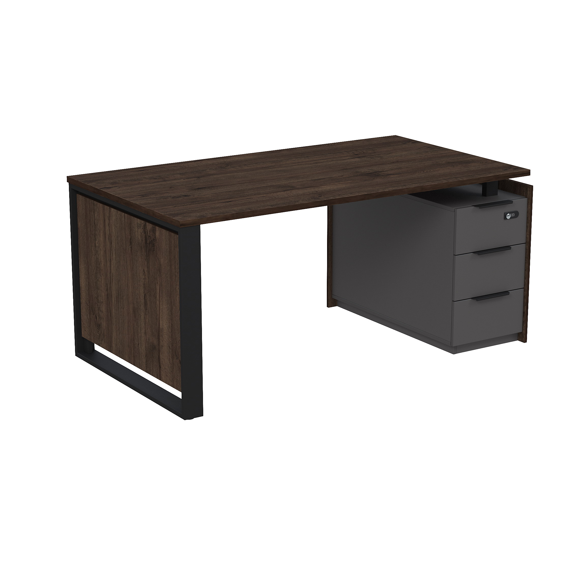 15СОУ-КЗ.1609 Стол рабочий на опорной угл тумбе, с ящ (метаб), с код замком (1660*930*750)