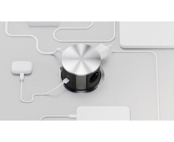 Блок розеток выдвижной вертикальный (3 розетки, USB-A, USB-C) G10703N-2AC Серебро+Черный