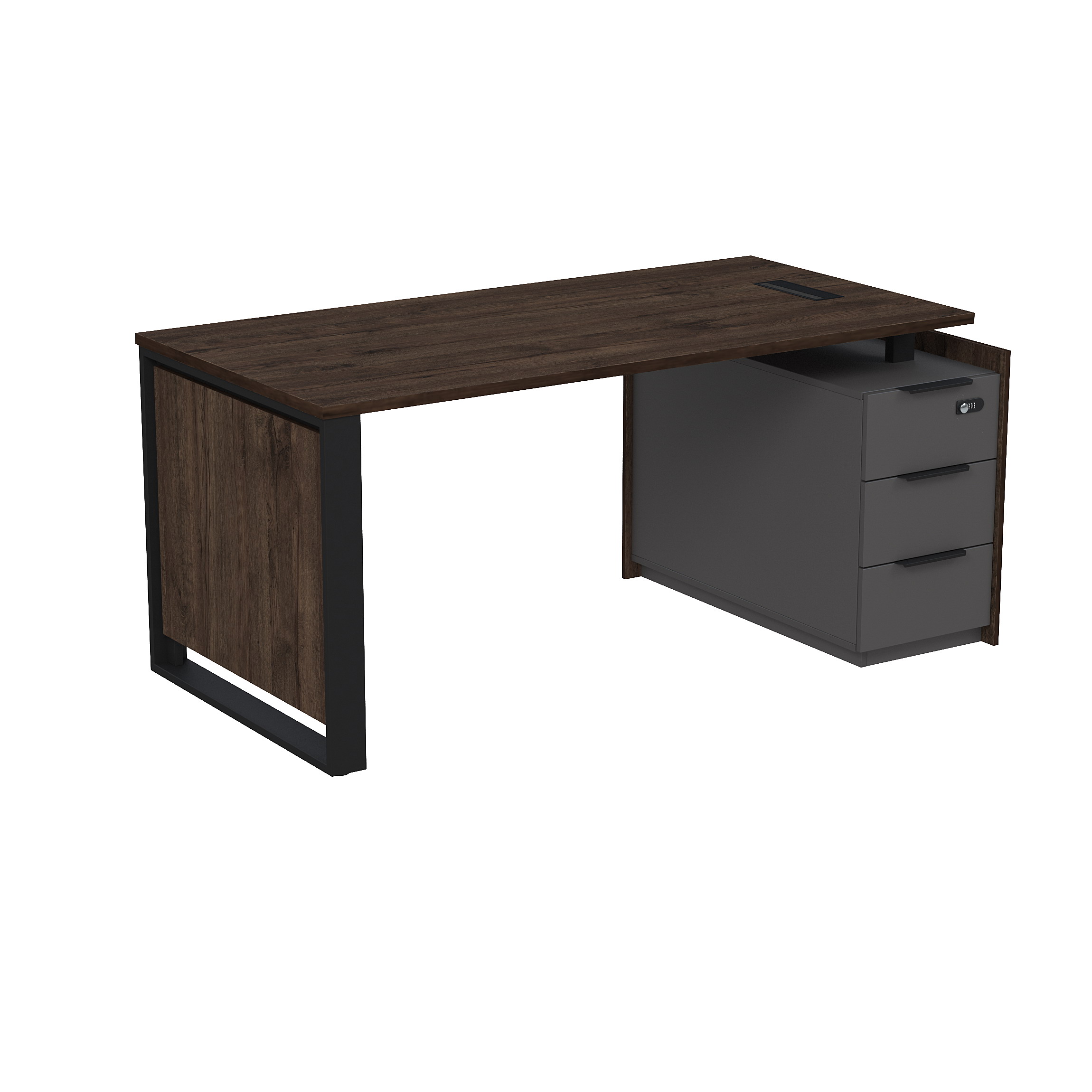 15СОЛУ-КЗ.1608 Стол рабочий с люч, на опорной угл тумбе, с ящ (метаб), с код замком (1660*884*750)