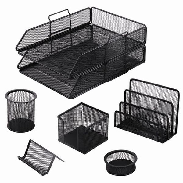 Настольный набор из металла BRAUBERG "Germanium", 7 предметов, черный