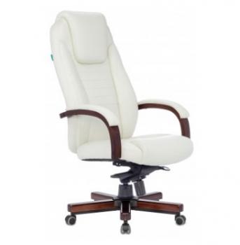  Кресло руководителя Бюрократ T-9923WALNUT,  кожа белая