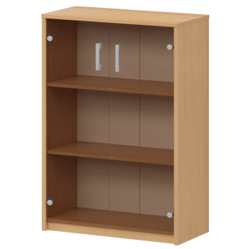 А-304 стеллаж +  А-СТЛ304 ТОН, двери стеклянные (770Х370Х1200) ольха