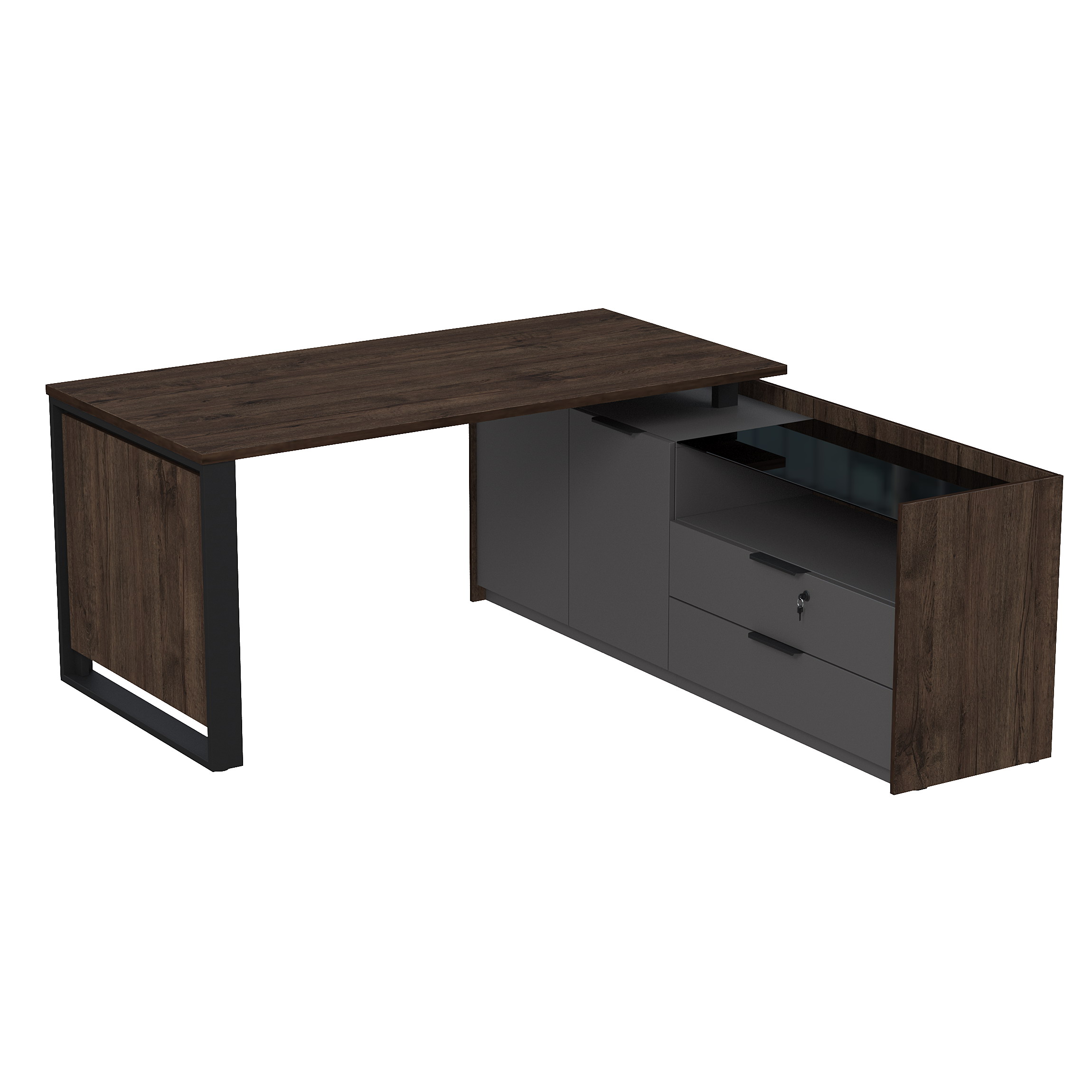 15СОД-ШД.1608 Стол рабочий на опорной двусост тумбе, с ящ, с замком (1660*1768*750)