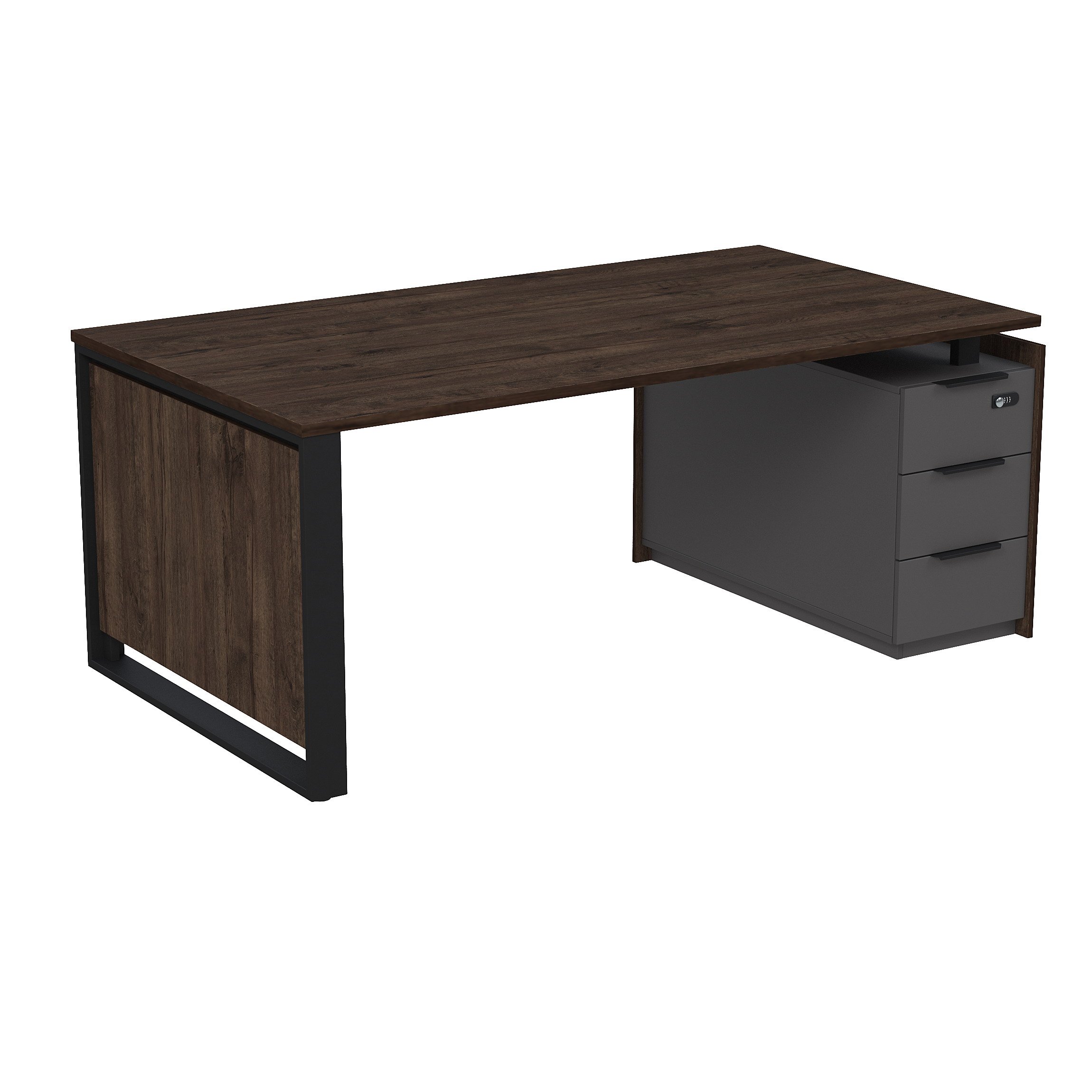 15СОУ-КЗ.1810 Стол рабочий на опорной угл тумбе, с ящ (метаб), с код замком (1860*1030*750)