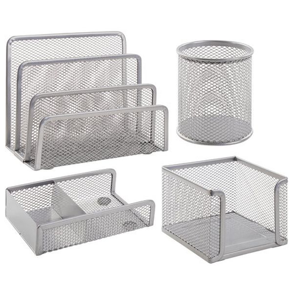 НАБОР НАСТОЛЬНЫЙ BRAUBERG "GERMANIUM", 4 ПРЕДМЕТА, СЕРЕБРИСТЫЙ