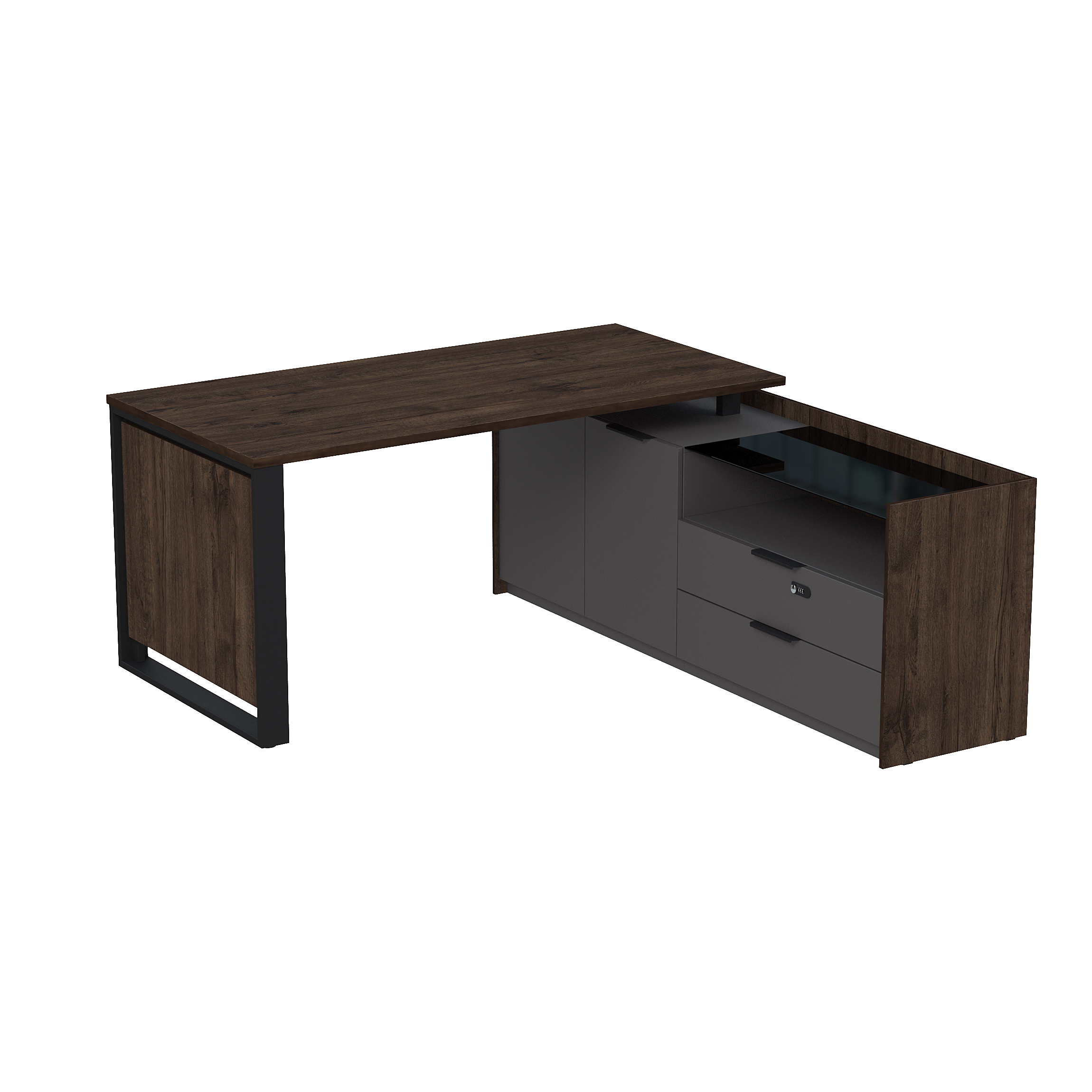 15СОД-КЗ-ШД.1608 Стол рабочий на опорной двусост тумбе, с ящ, с код замком (1660*1768*750)