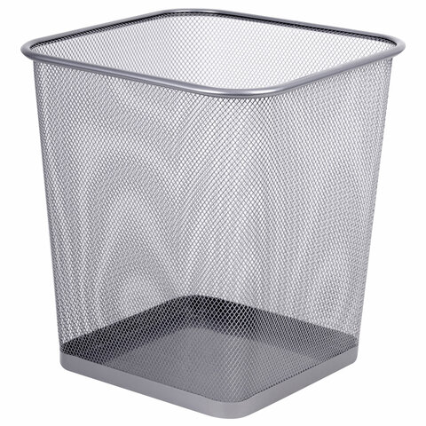 Корзина для бумаг квадратная 17 л, металлическая BRAUBERG
