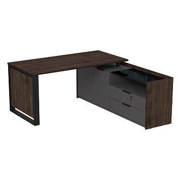 15СОД.1608 Стол рабочий на опорной двусост тумбе, с ящ (метаб), с замком (1660*1768*750)