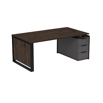 15СОЛУ-ШД.2010 Стол рабочий с люч, на опорной угл тумбе, с ящ, с замком (2060*1030*750)