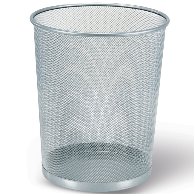 Корзина для бумаг, БОЛЬШАЯ, 20 л, металлическая, серебристая, BRAUBERG