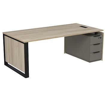 15СОЛУ-КЗ-ШД.2010 Стол рабочий с люч, на опорной угл тумбе, с ящ, с код замком (2060*1030*750)