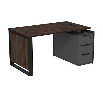 15СОЛУ.1408 Стол рабочий с люч, на опорной угл тумбе, с ящ (метаб), с замком (1460*884*750)