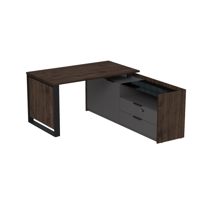 15СОД-КЗ-ШД.1408 Стол рабочий на опорной двусост тумбе, с ящ, с код замком (1460*1768*750)