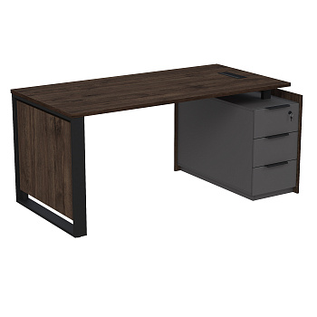 15СОЛУ-ШД.1608 Стол рабочий с люч, на опорной угл тумбе, с ящ, с замком (1660*884*750)